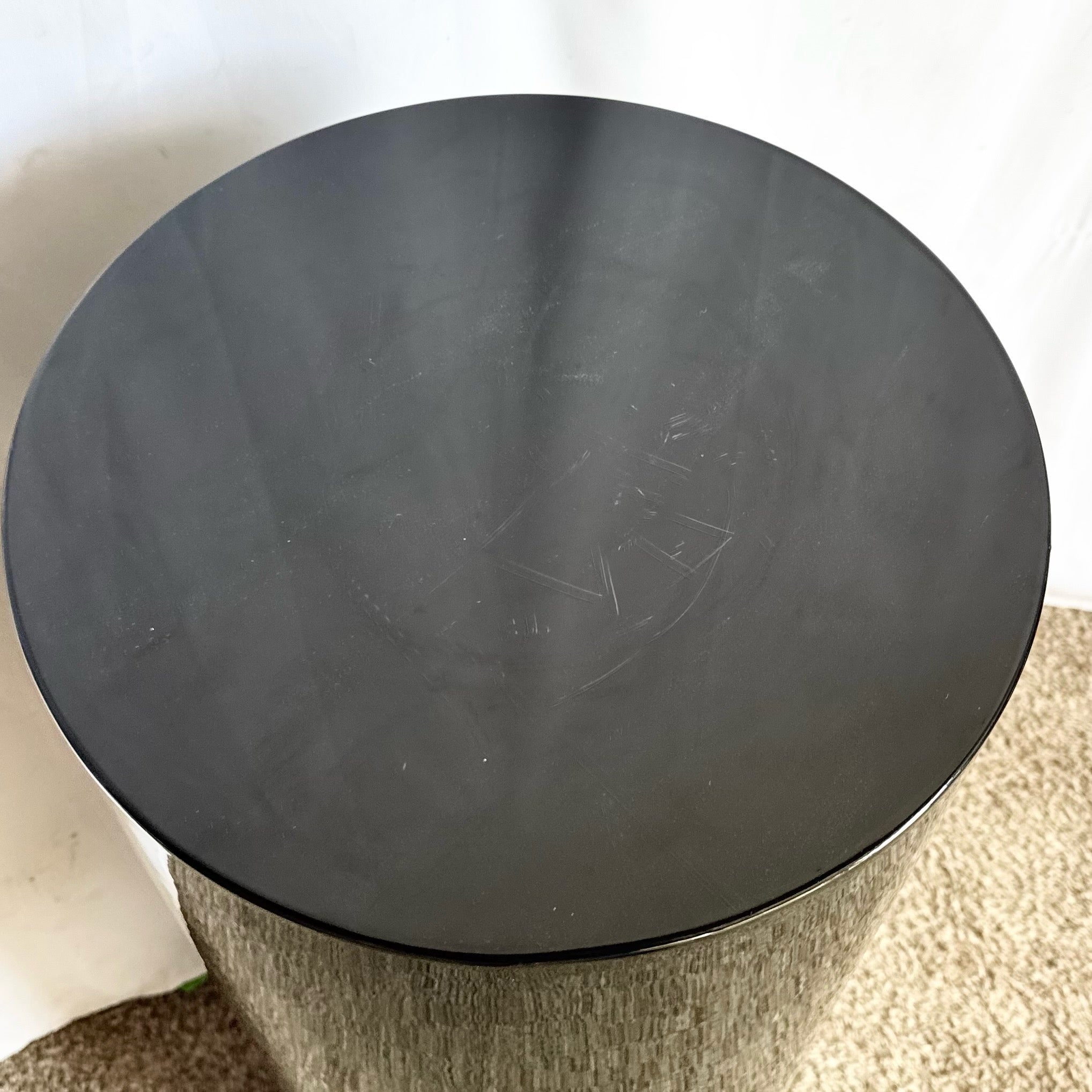 Postmodern Black Lacquered Cylindrical Pedestal