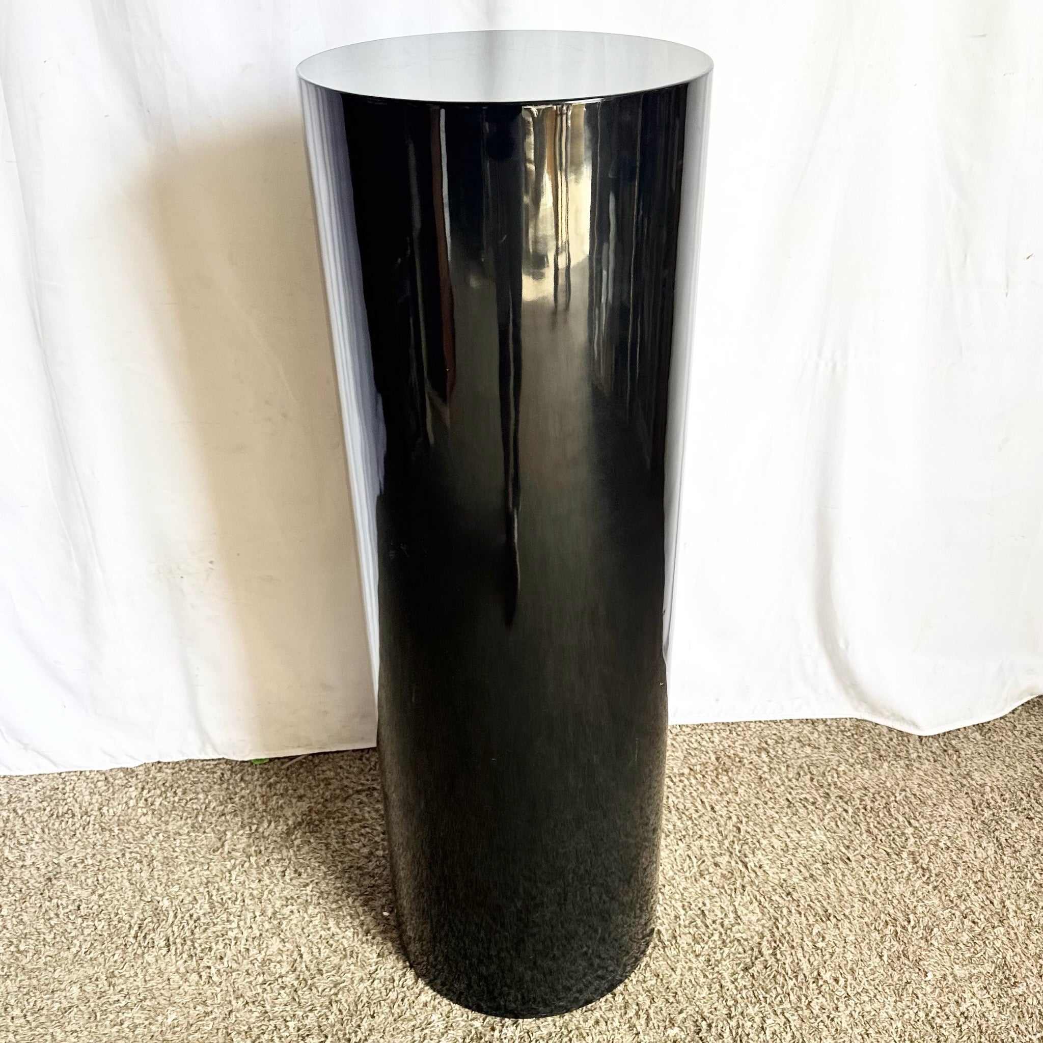 Postmodern Black Lacquered Cylindrical Pedestal