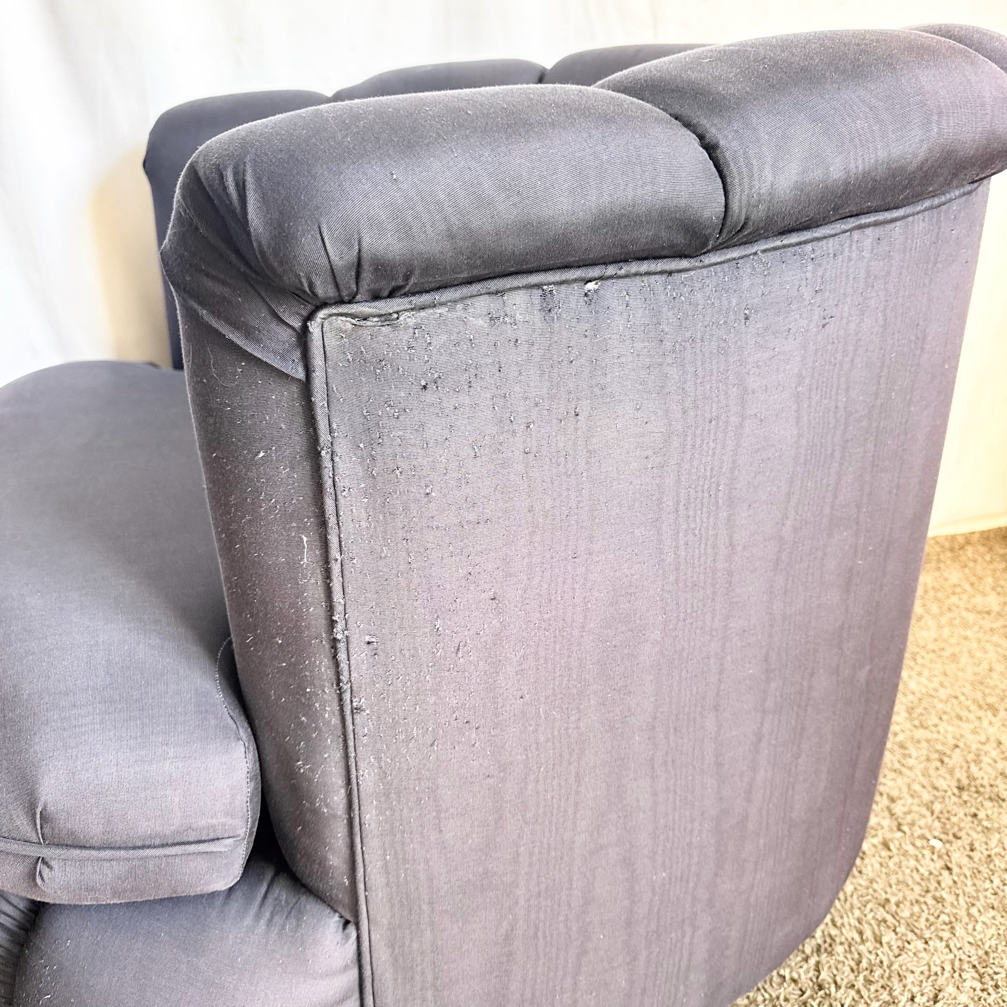 Postmodern Black Clam Shells Swivel Lounge Chairs - A Pair