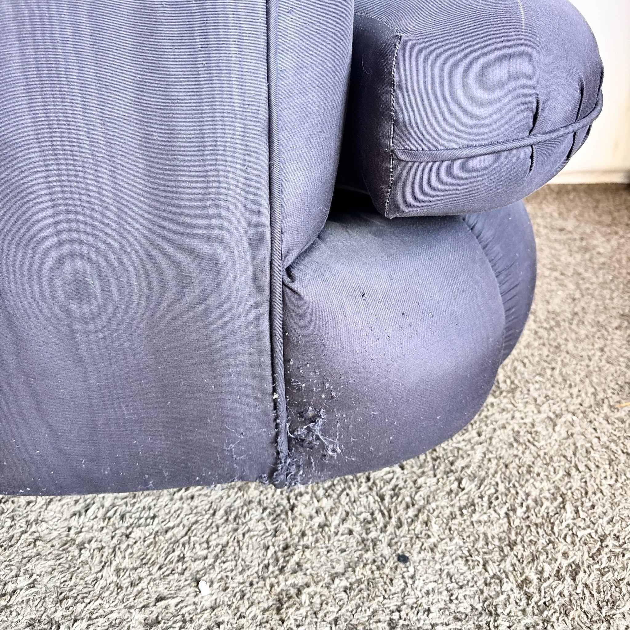 Postmodern Black Clam Shells Swivel Lounge Chairs - A Pair