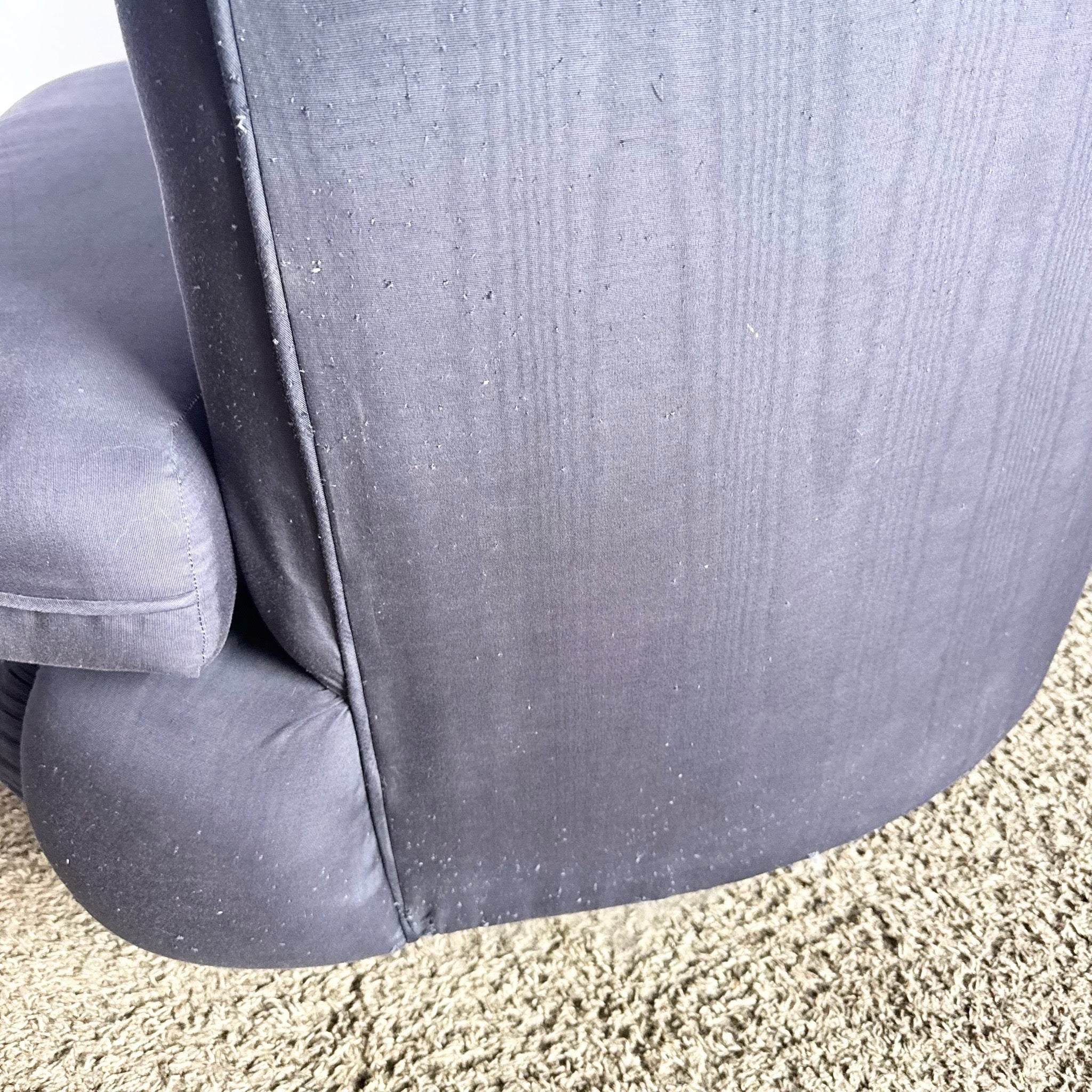 Postmodern Black Clam Shells Swivel Lounge Chairs - A Pair