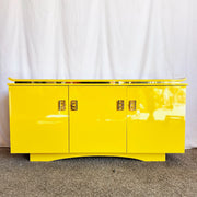 Postmodern Chinoiserie Yellow Lacquer Laminate Credenza