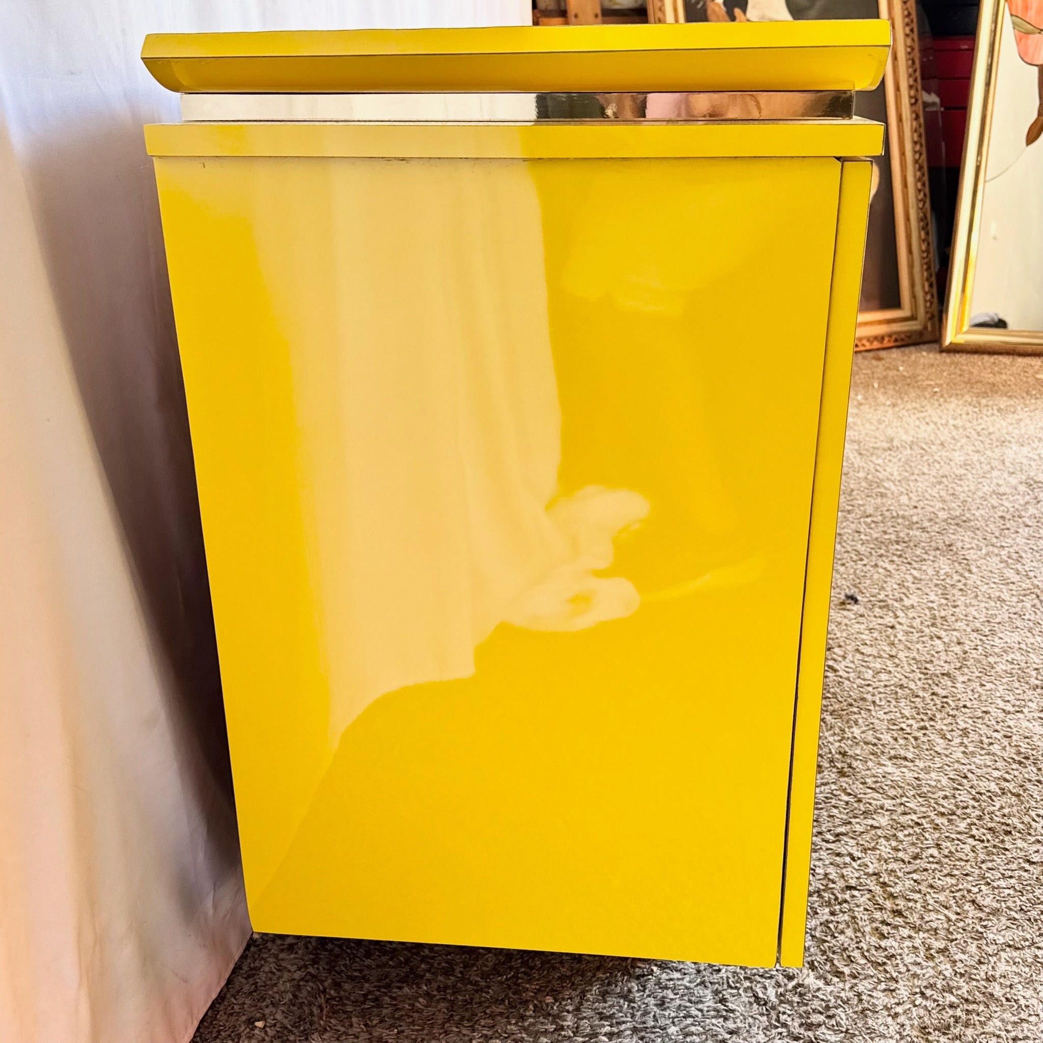 Postmodern Chinoiserie Yellow Lacquer Laminate Credenza