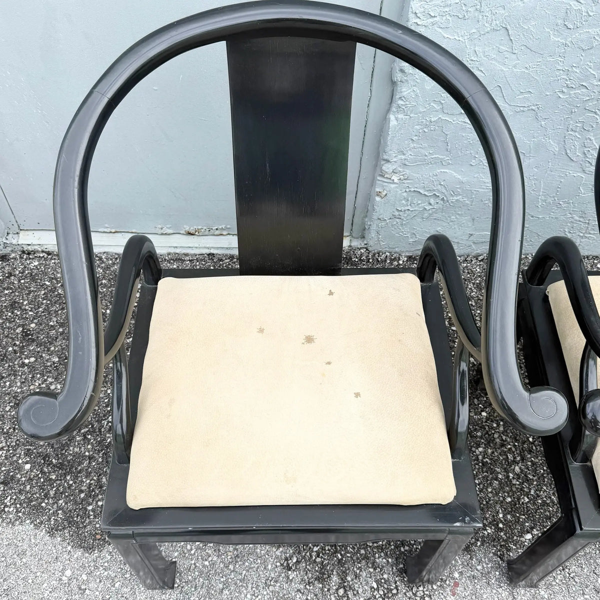 James Mont Style Horseshoe Chairs - A Pair Dolphin & Flamingo