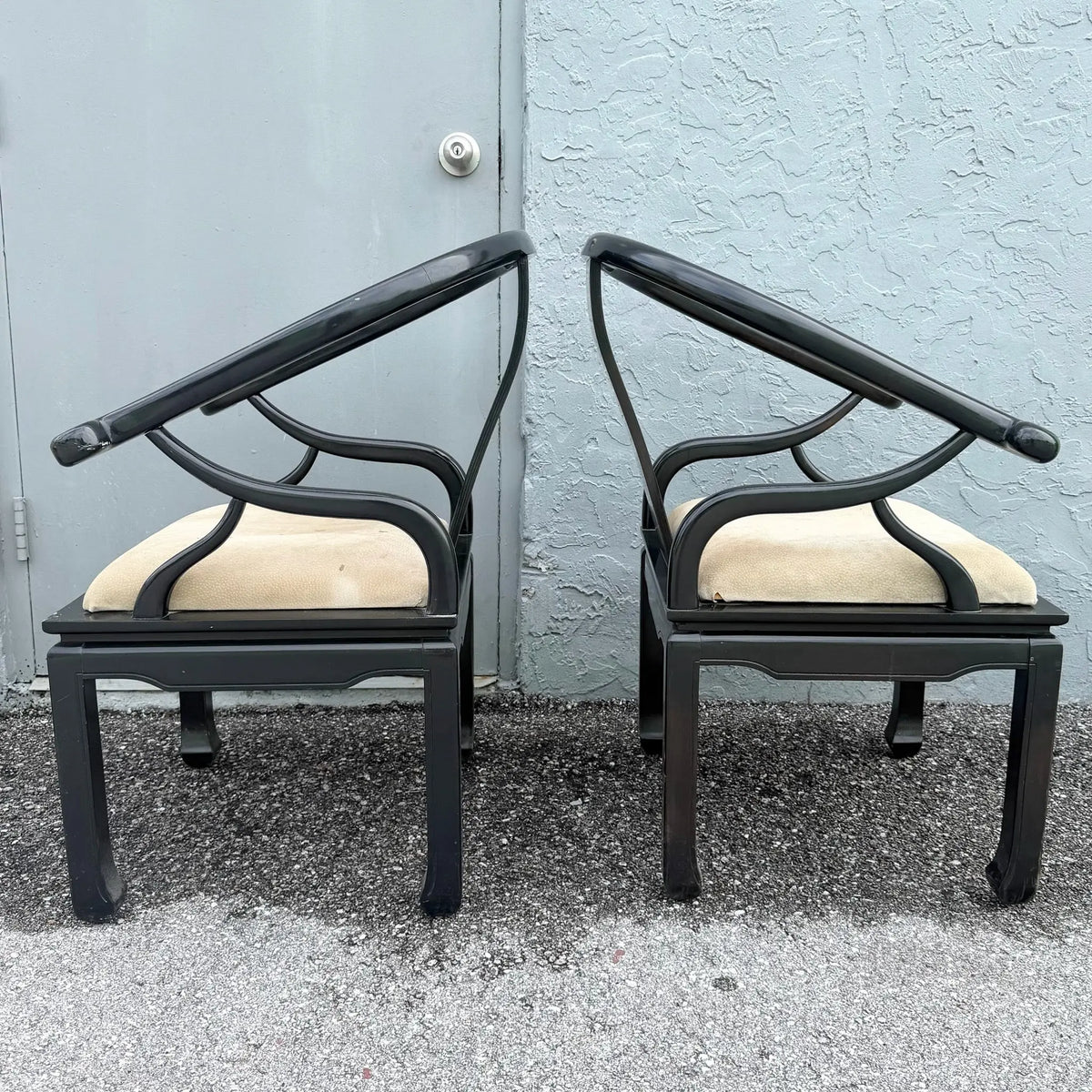 James Mont Style Horseshoe Chairs - A Pair Dolphin & Flamingo
