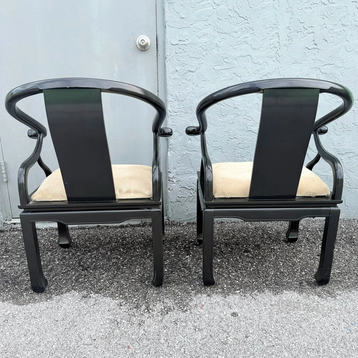 James Mont Style Horseshoe Chairs - A Pair Dolphin & Flamingo