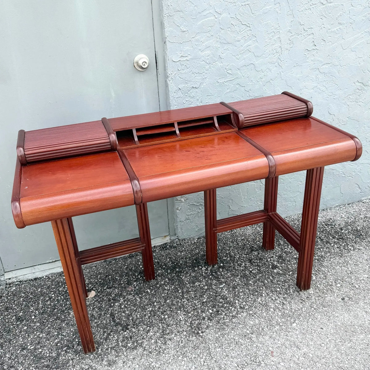 1980s Italian Roll Top Desk by Umberto Asnago & Franco Pozzi for Giorgetti Dolphin & Flamingo