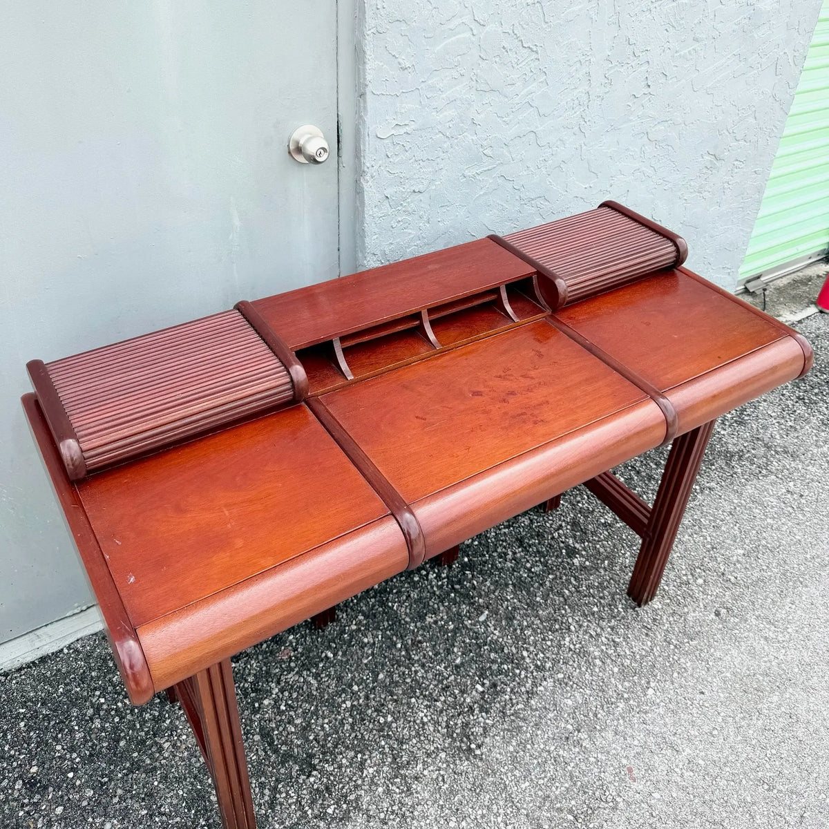 1980s Italian Roll Top Desk by Umberto Asnago & Franco Pozzi for Giorgetti Dolphin & Flamingo
