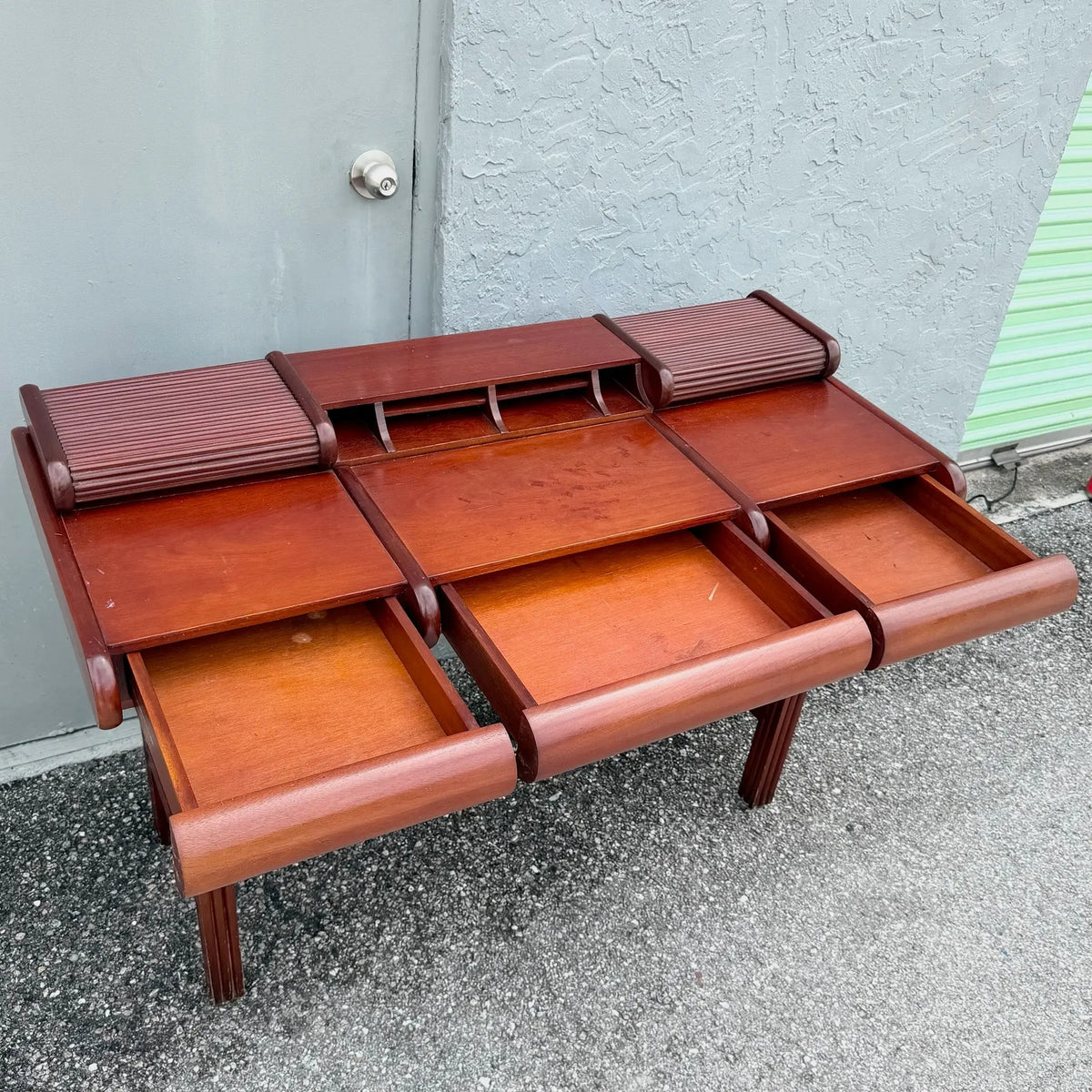 1980s Italian Roll Top Desk by Umberto Asnago & Franco Pozzi for Giorgetti Dolphin & Flamingo
