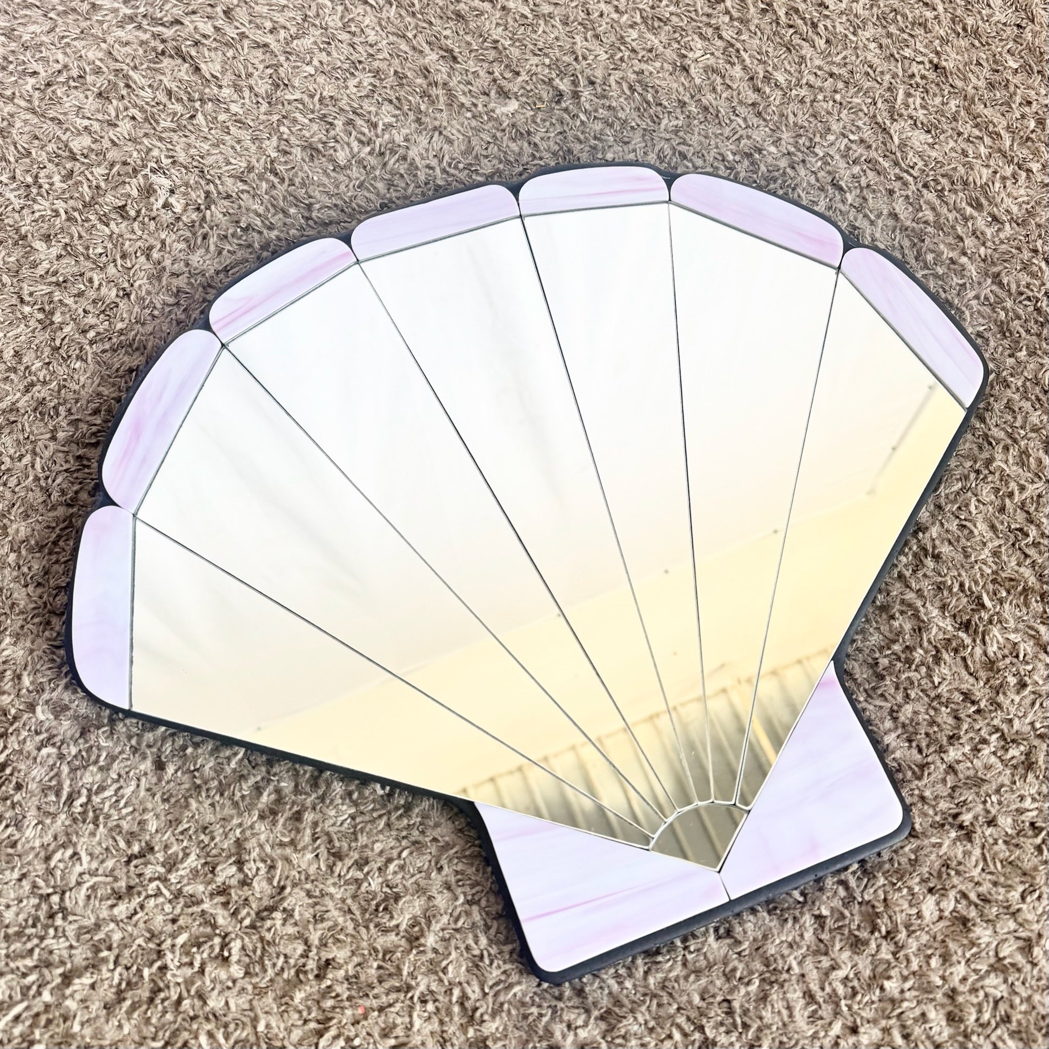 Postmodern Stain Glass Clam Shell Wall Mirror
