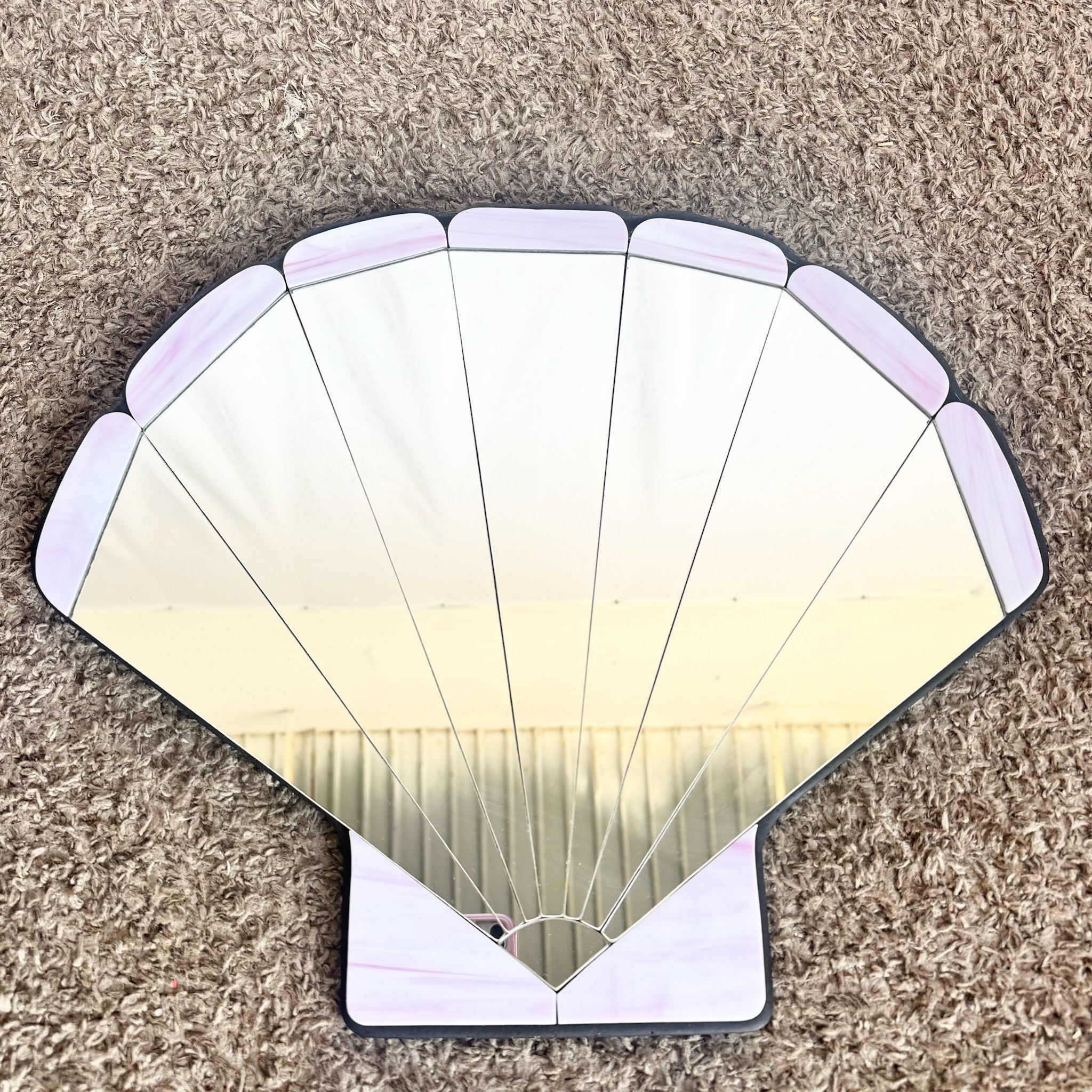Postmodern Stain Glass Clam Shell Wall Mirror