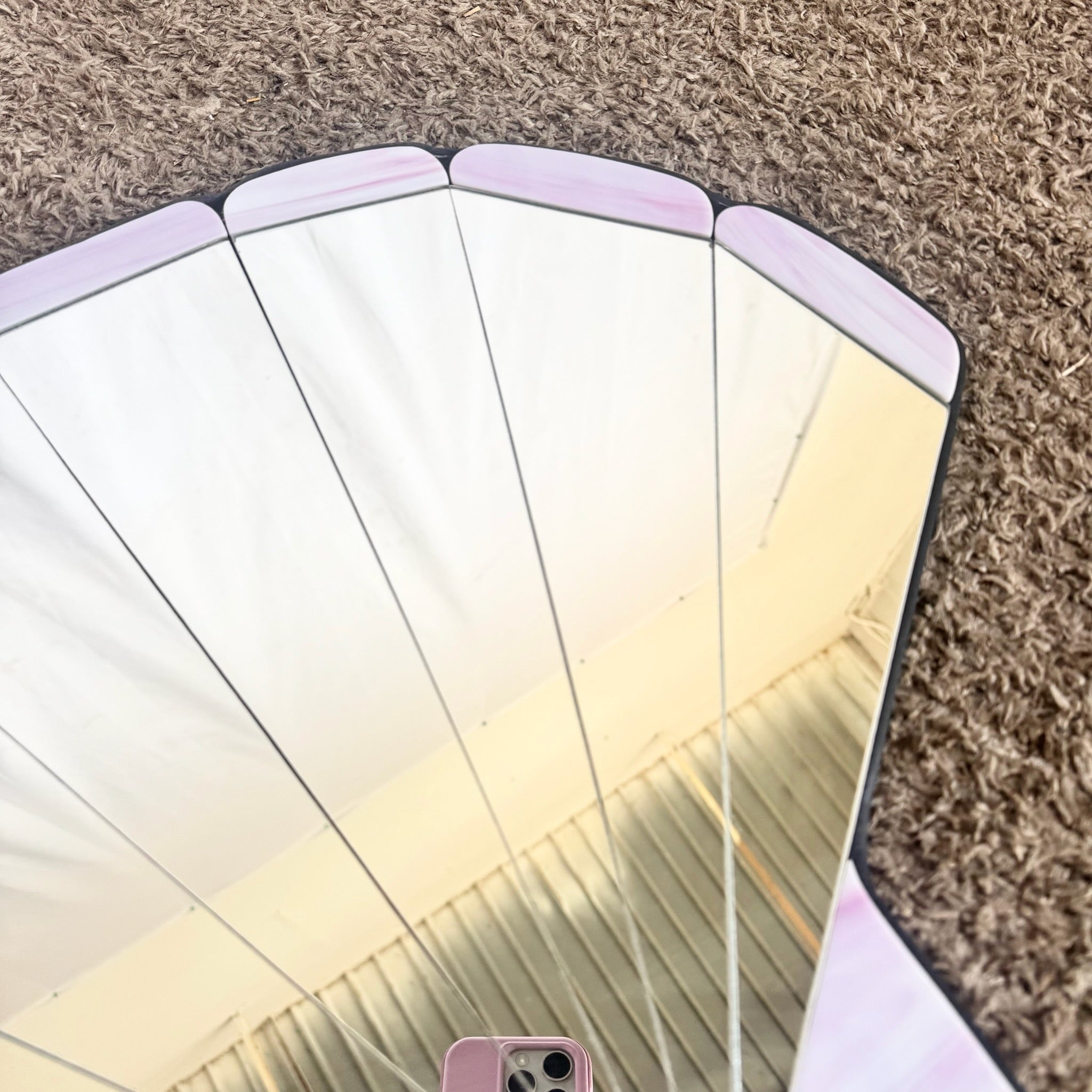 Postmodern Stain Glass Clam Shell Wall Mirror