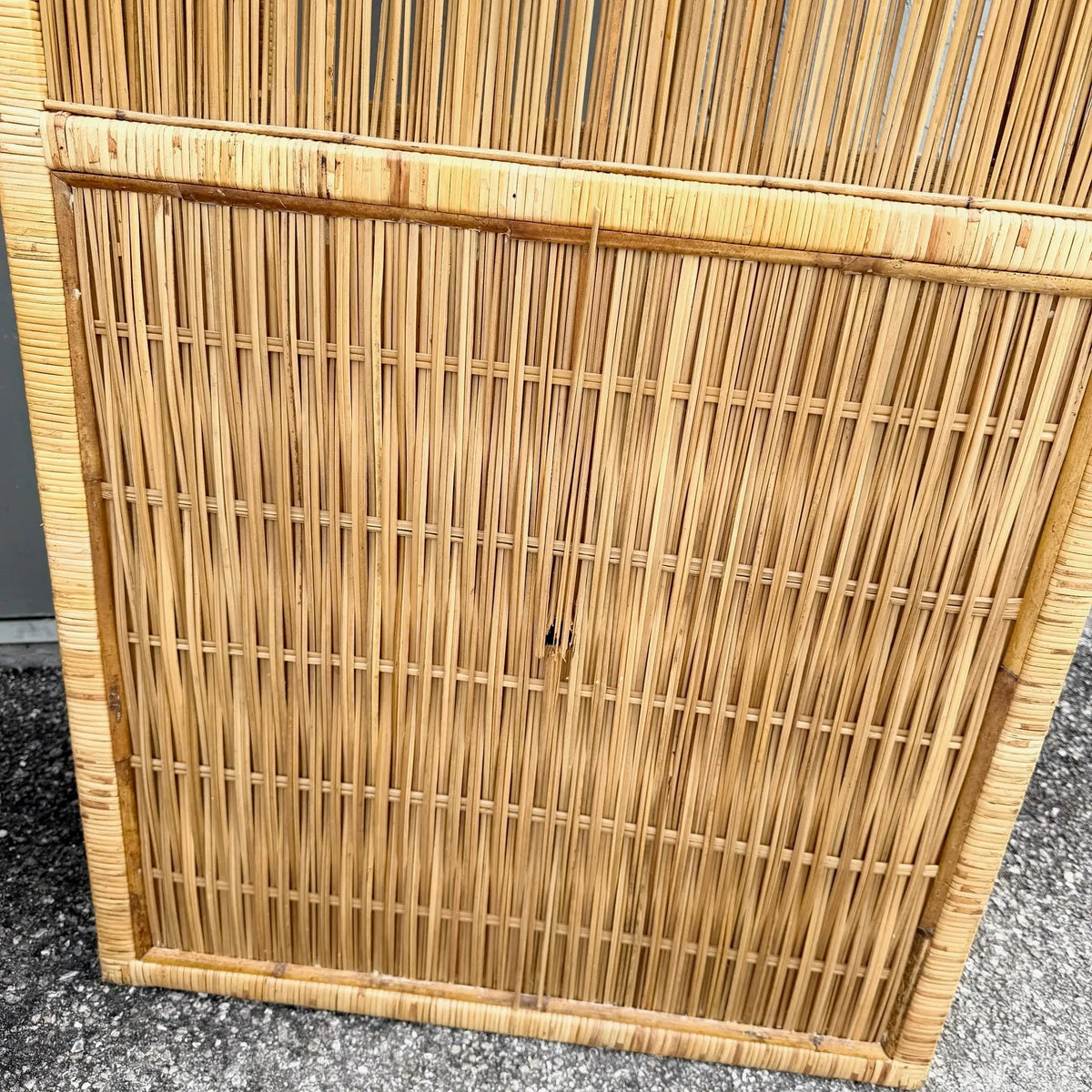 Boho Chic Blonde Wicker Cabinet Etageres - A Pair Dolphin & Flamingo