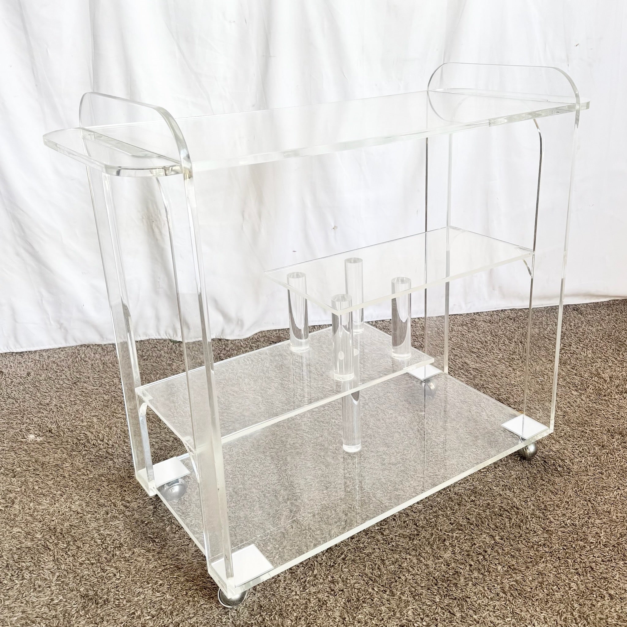 1980s Postmodern Lucite Bar Cart