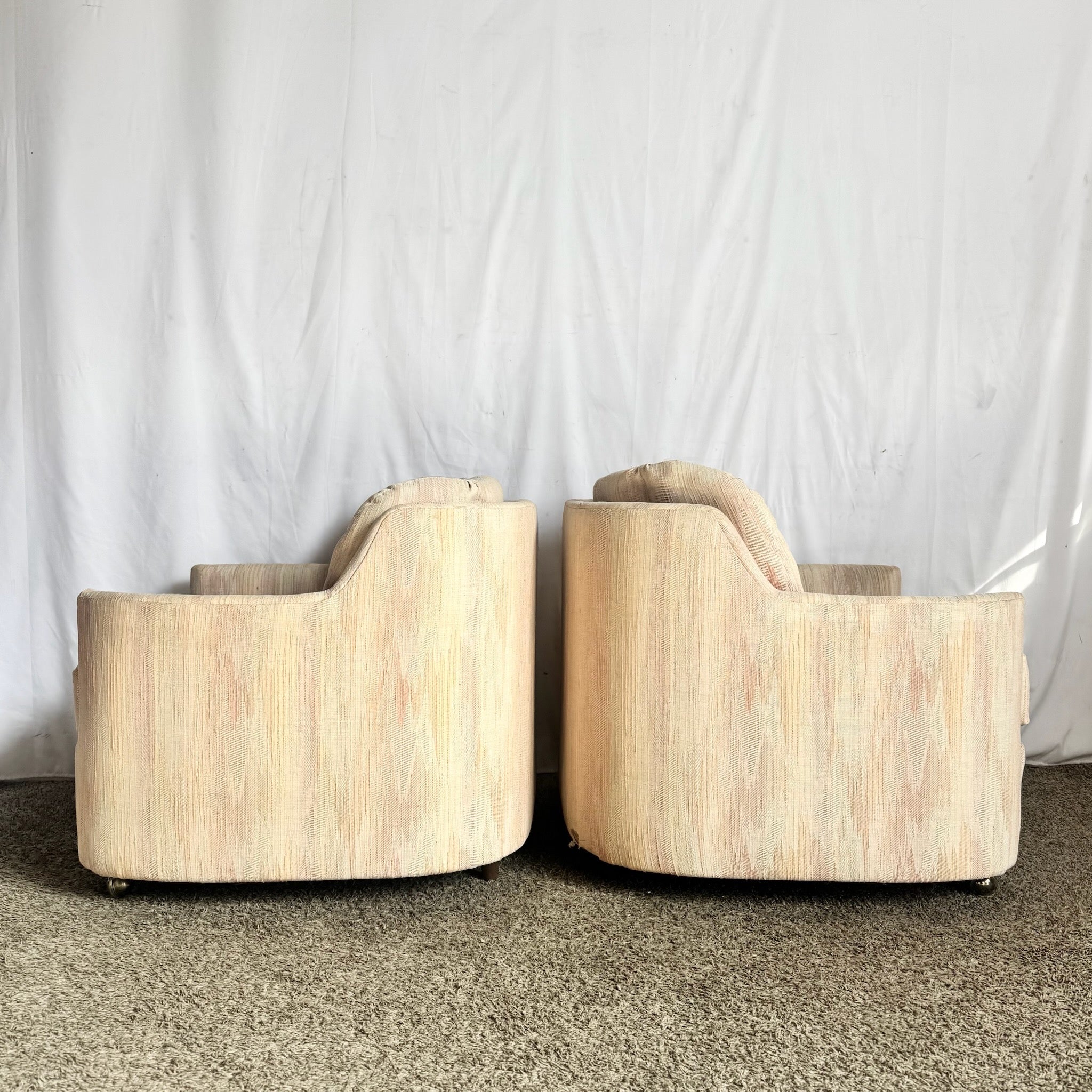 Postmodern Light Pink Sculpted Lounge Chairs by Carson’s - A Pair