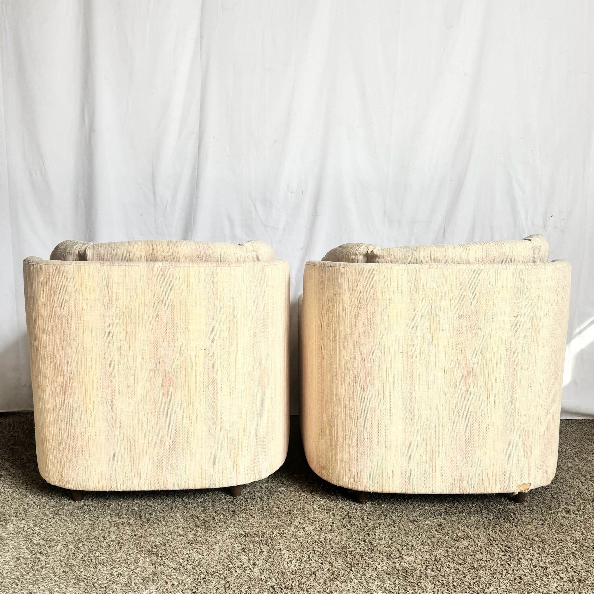 Postmodern Light Pink Sculpted Lounge Chairs by Carson’s - A Pair