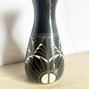 Vintage 1989 Black & White Sgraffito Pottery Vase by the Curras Brothers