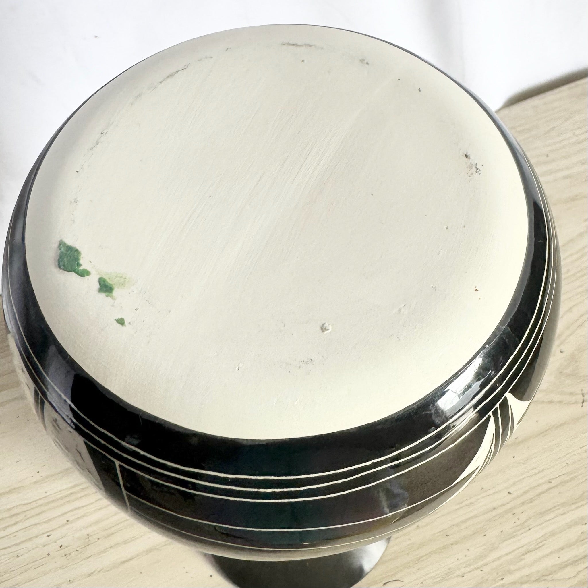 Vintage 1989 Black & White Sgraffito Pottery Vase by the Curras Brothers