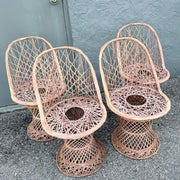 Mid-Century Modern Pink Spun Fiberglass Chairs - Set of 4 Dolphin & Flamingo