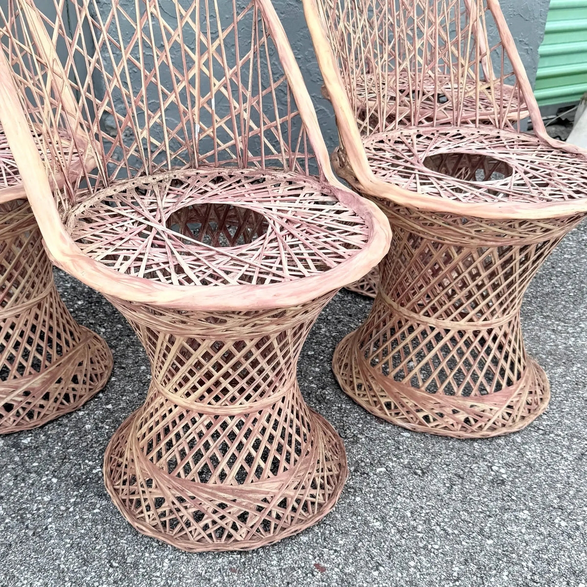 Mid-Century Modern Pink Spun Fiberglass Chairs - Set of 4 Dolphin & Flamingo