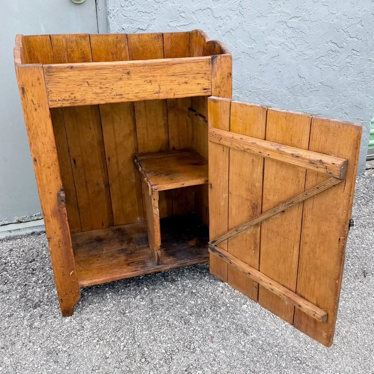 Antique Rustic Storage Cabinet / Cupboard Dolphin & Flamingo