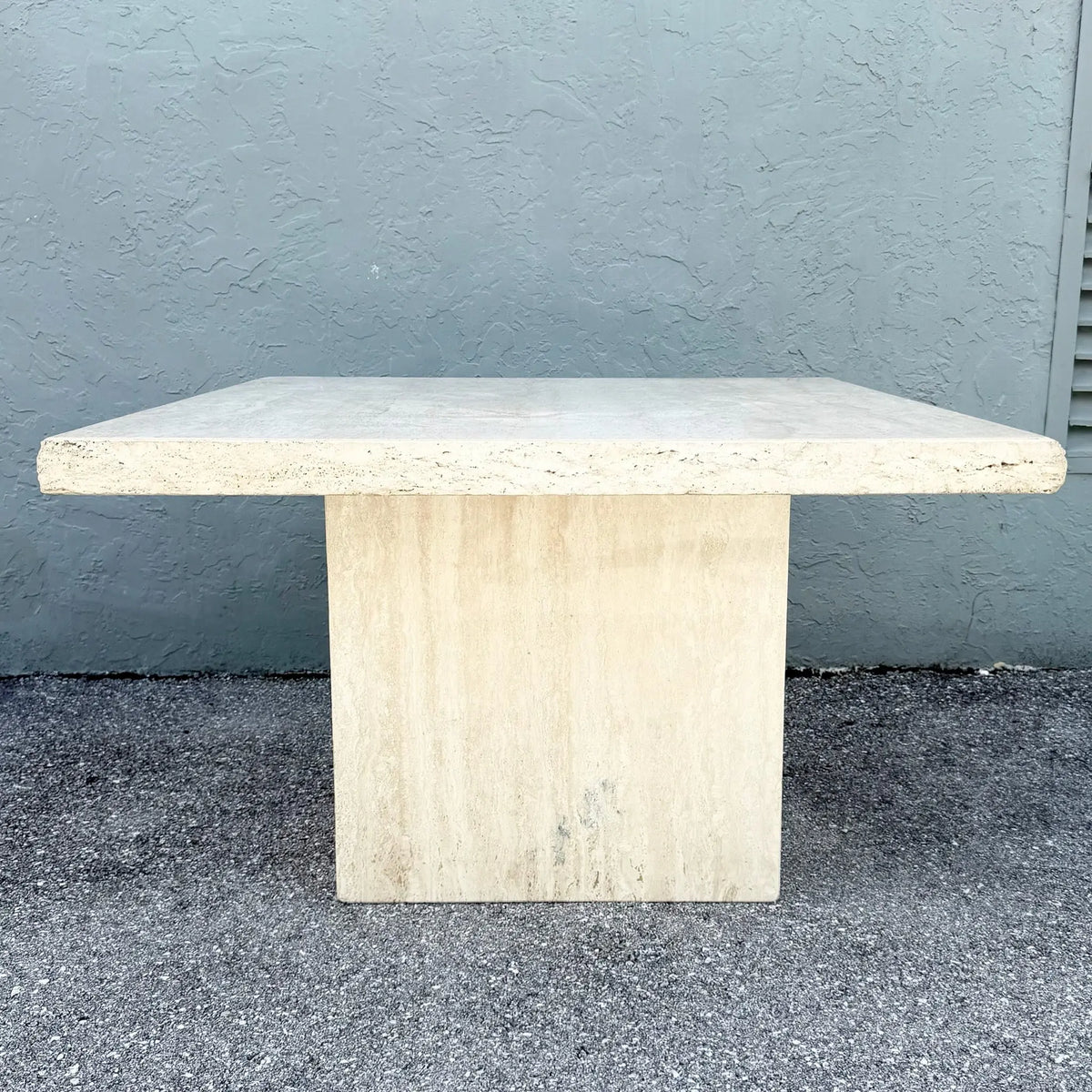 Vintage Italian Travertine Square Top Dining Table Dolphin & Flamingo