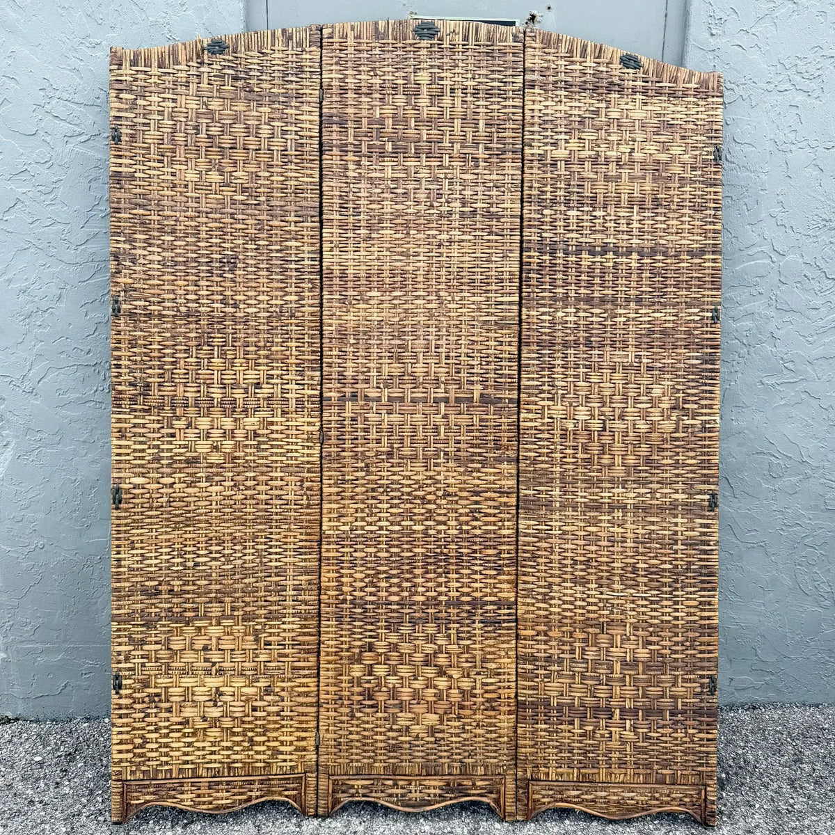 Boho Chic Wicker Room Divider Screen - 3 Panels Dolphin & Flamingo