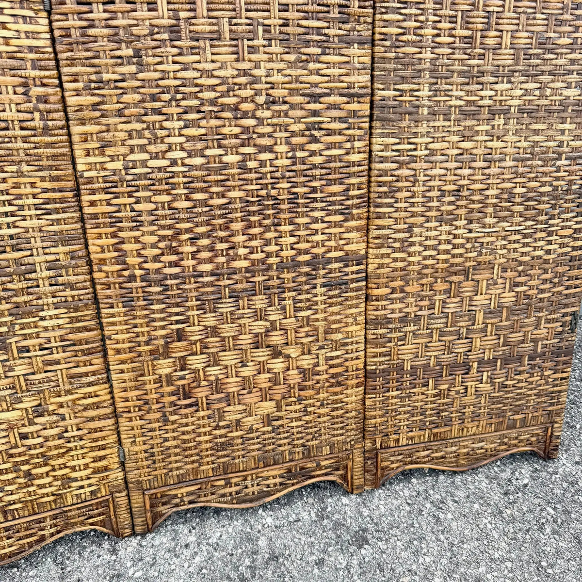 Boho Chic Wicker Room Divider Screen - 3 Panels Dolphin & Flamingo