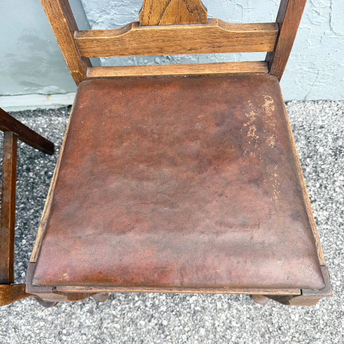 Antique Oak Dining Chairs - A Pair Dolphin & Flamingo