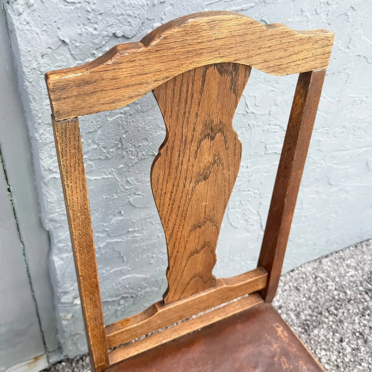 Antique Oak Dining Chairs - A Pair Dolphin & Flamingo