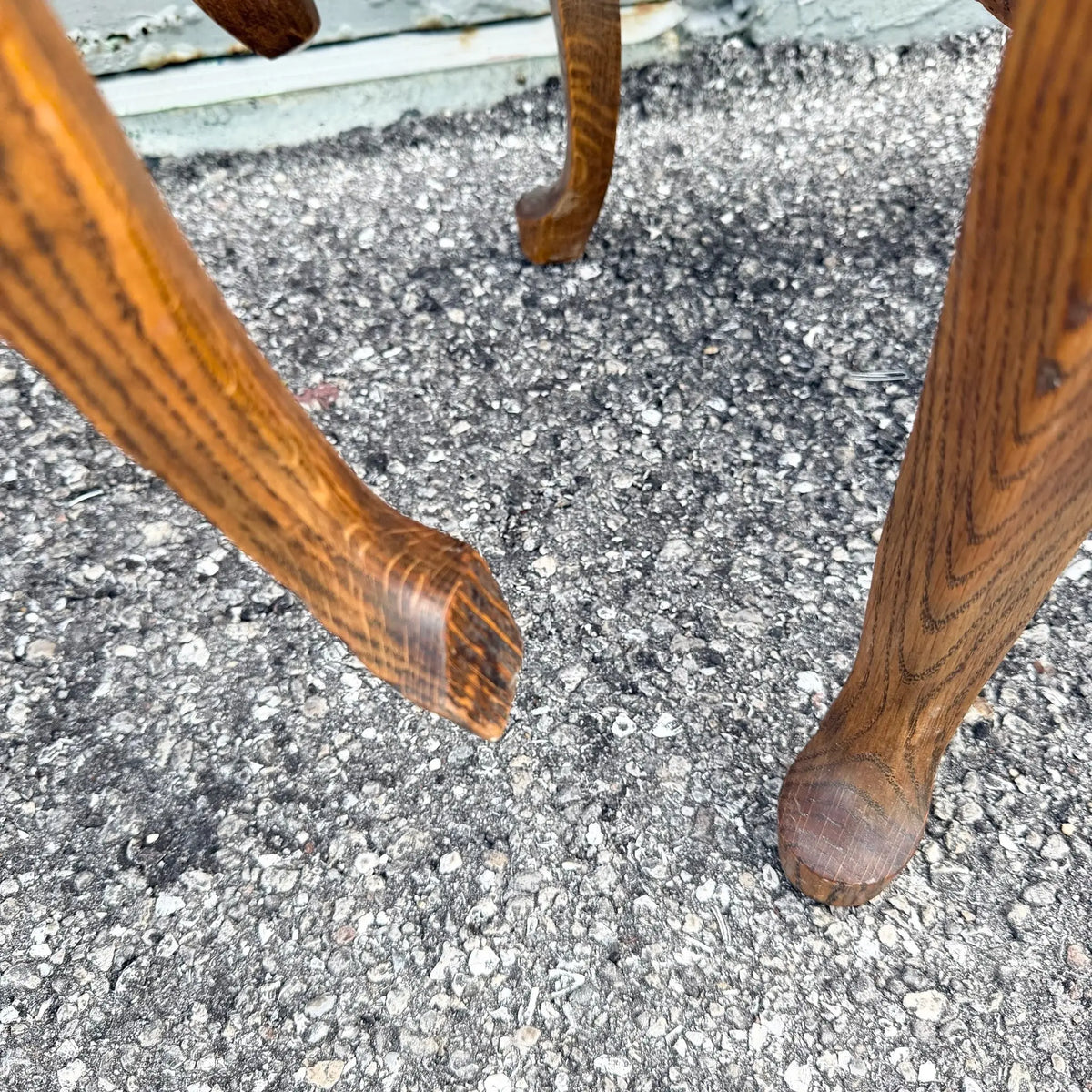 Antique Oak Dining Chairs - A Pair Dolphin & Flamingo