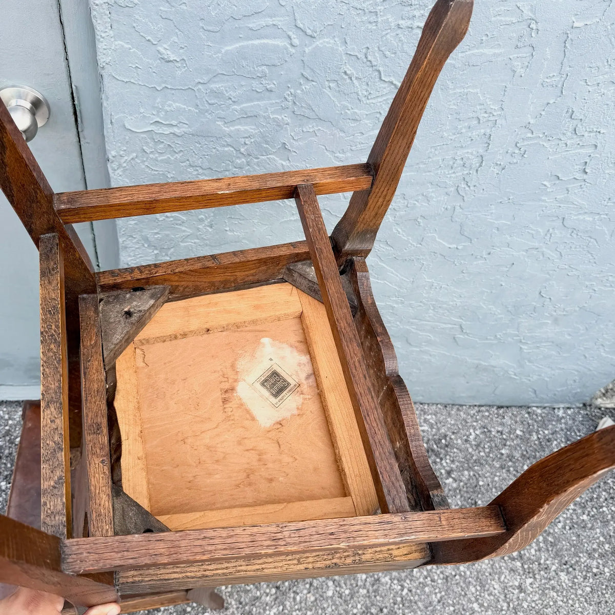 Antique Oak Dining Chairs - A Pair Dolphin & Flamingo