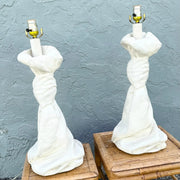 John Dickinson-Style Draped and Knotted Plaster Table Lamps - A Pair Dolphin & Flamingo