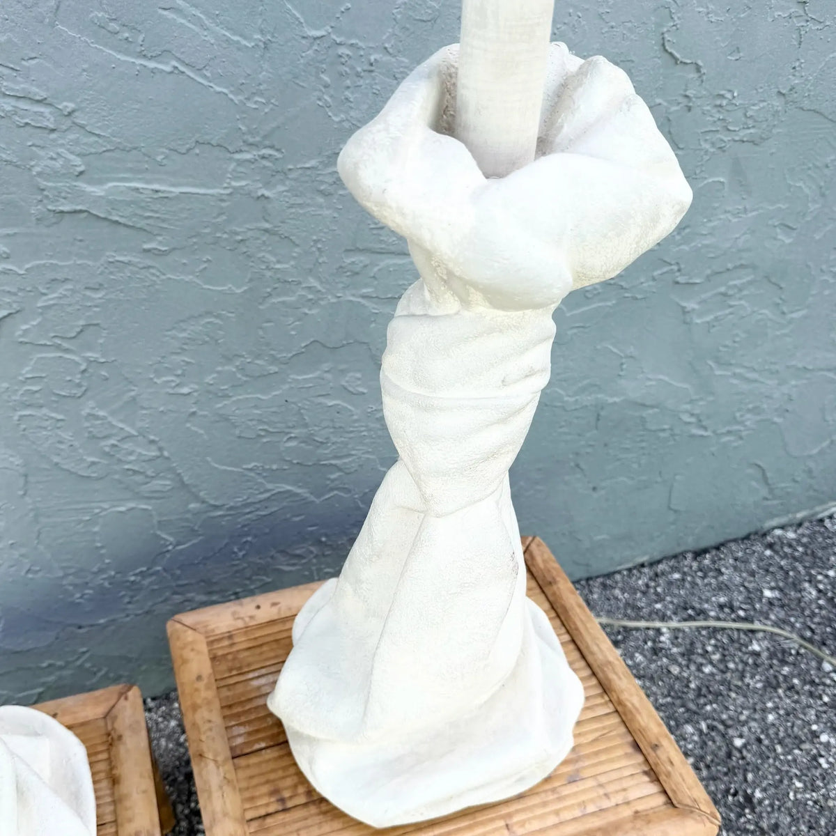 John Dickinson-Style Draped and Knotted Plaster Table Lamps - A Pair Dolphin & Flamingo