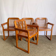 Mid Century Modern Teak Dining Arm Chairs - Set of 4