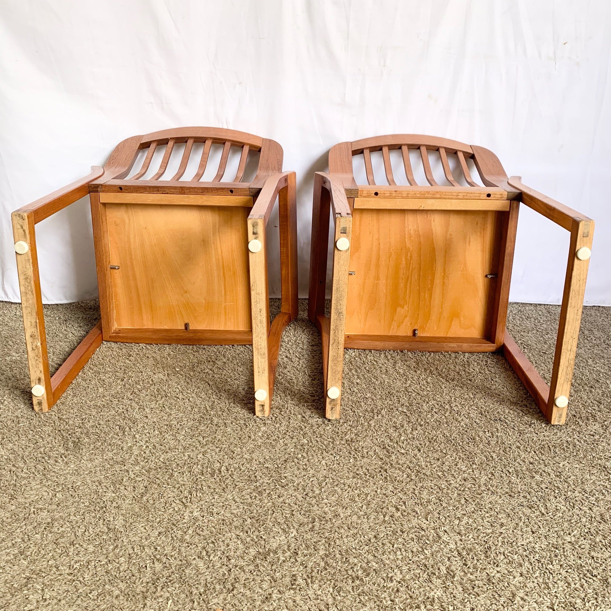 Mid Century Modern Teak Dining Arm Chairs - Set of 4
