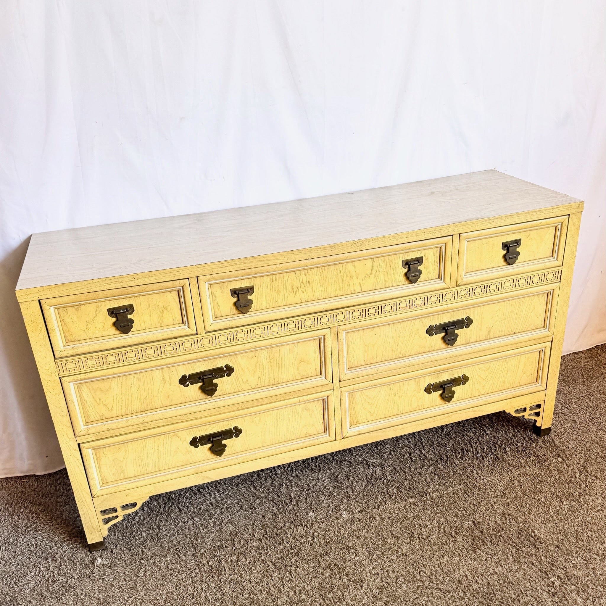 Vintage Chinoiserie “Shanglrila” Dresser With Mirror by Dixie