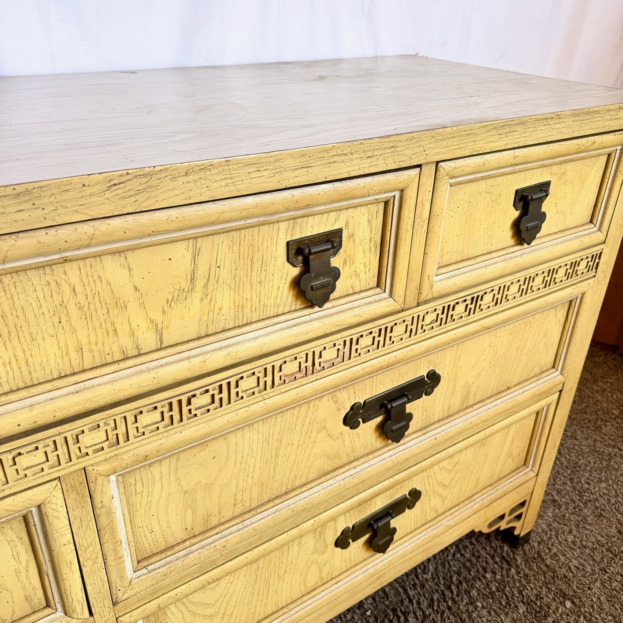 Vintage Chinoiserie “Shanglrila” Dresser With Mirror by Dixie