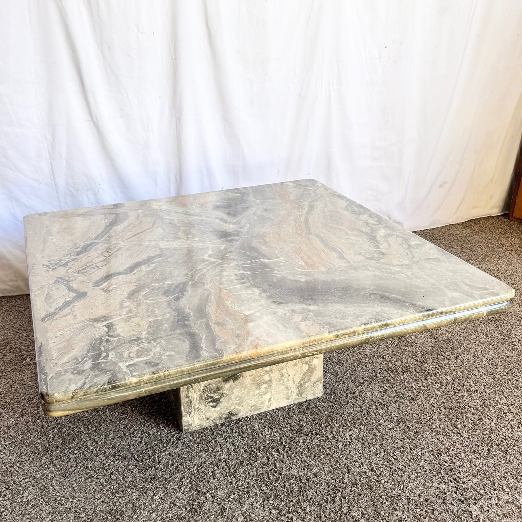 Vintage Charcoal Marble Square Top Coffee Table