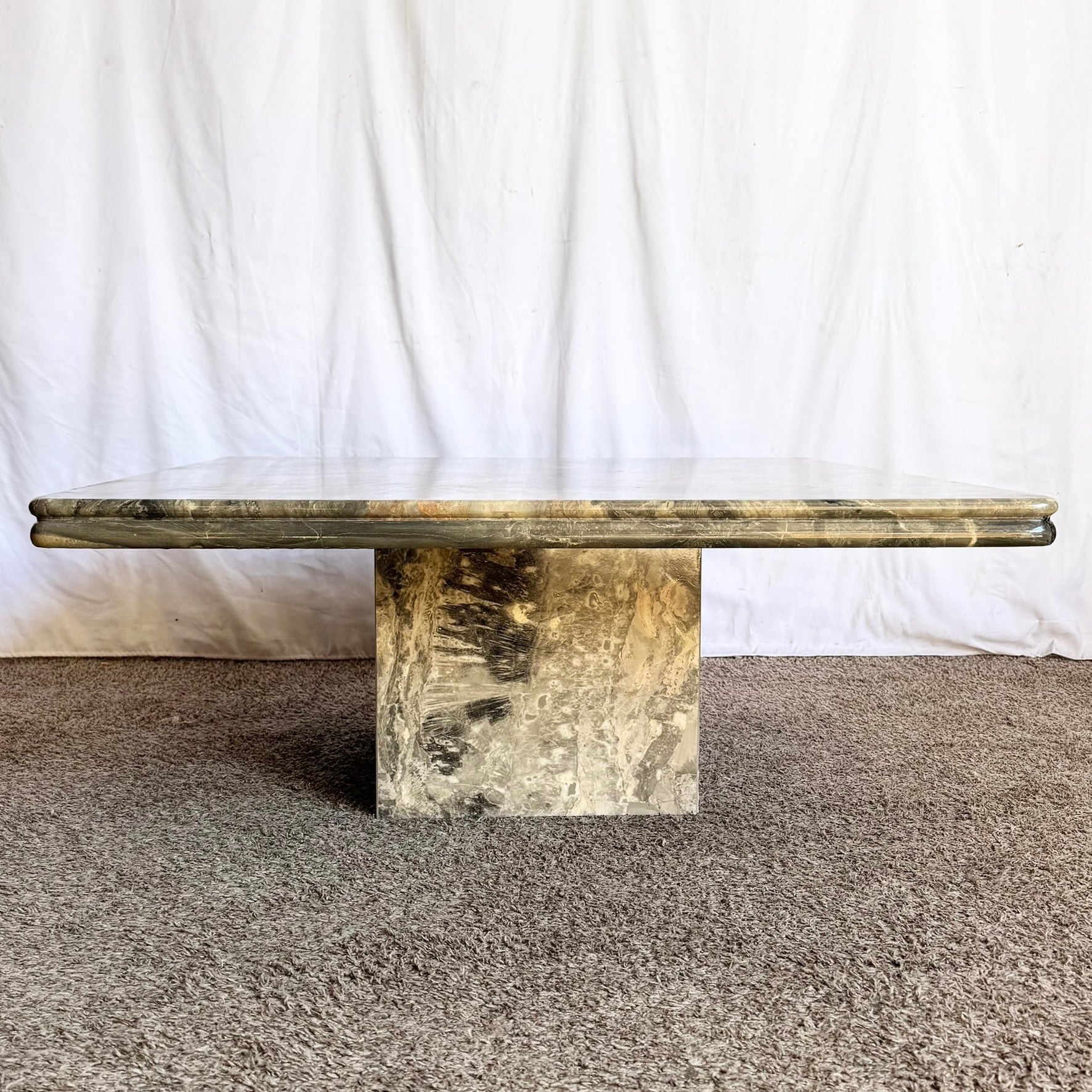 Vintage Charcoal Marble Square Top Coffee Table