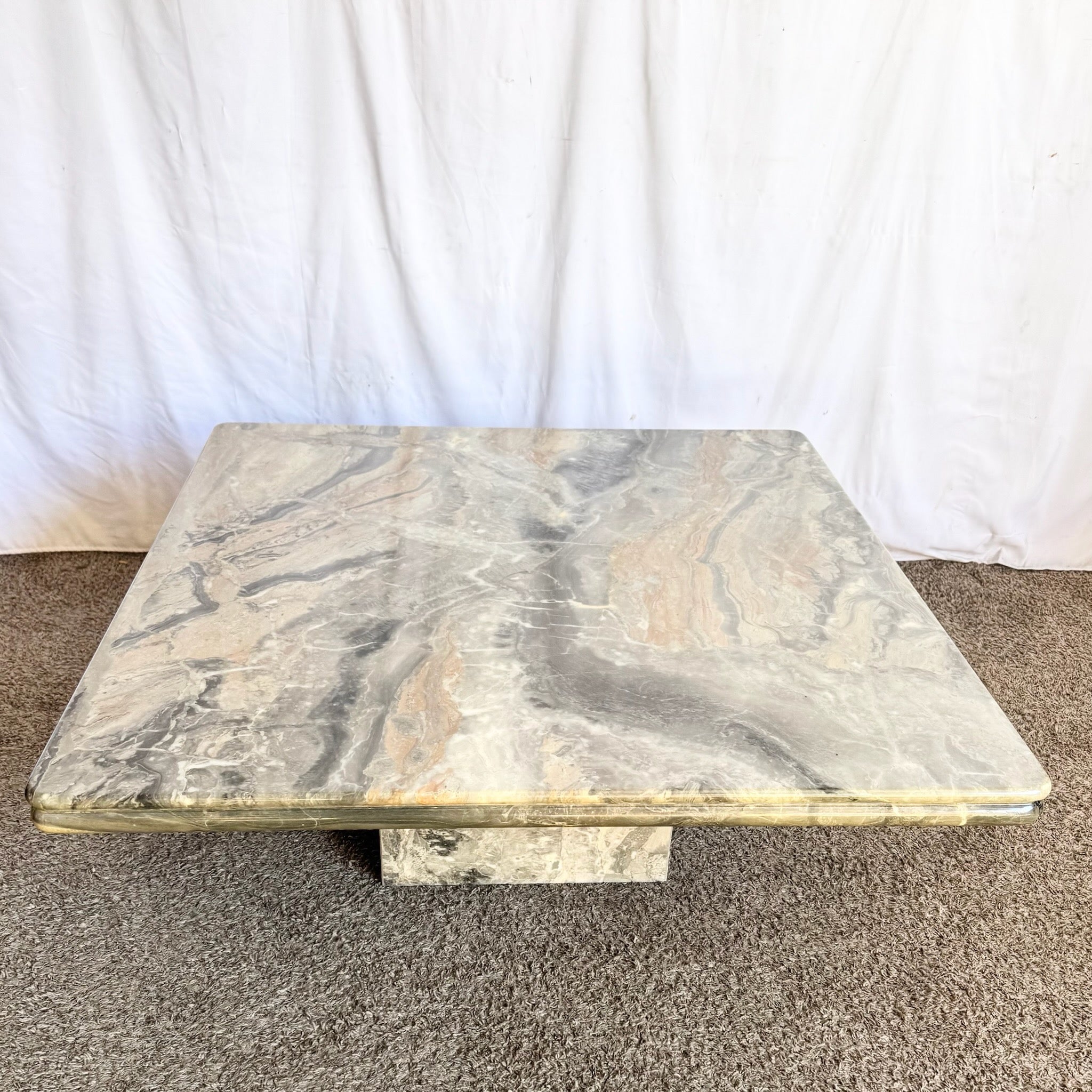 Vintage Charcoal Marble Square Top Coffee Table