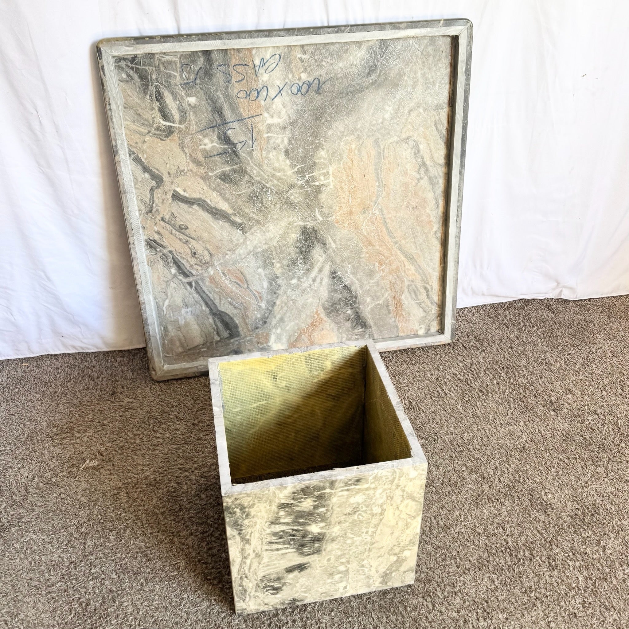 Vintage Charcoal Marble Square Top Coffee Table