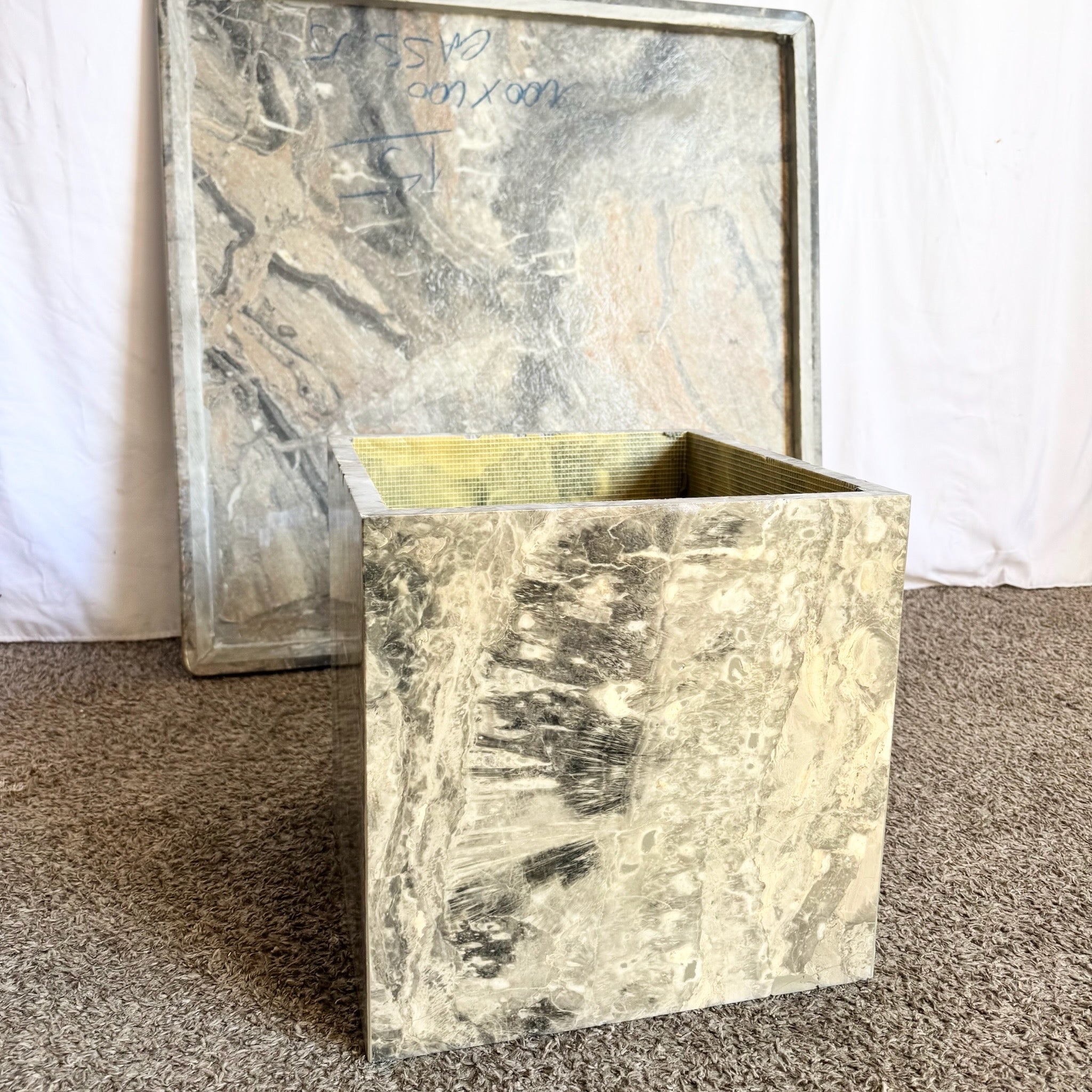 Vintage Charcoal Marble Square Top Coffee Table