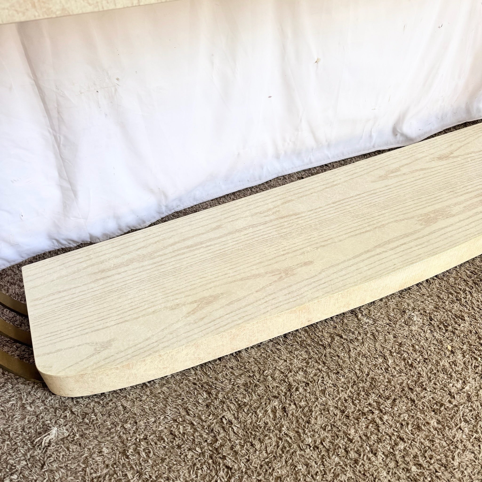 Postmodern Brushed Brass and Cerused Oak Console Table by Henredon