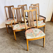 Mid Century Modern Walnut Cane Back Dining Chairs - Set of 6