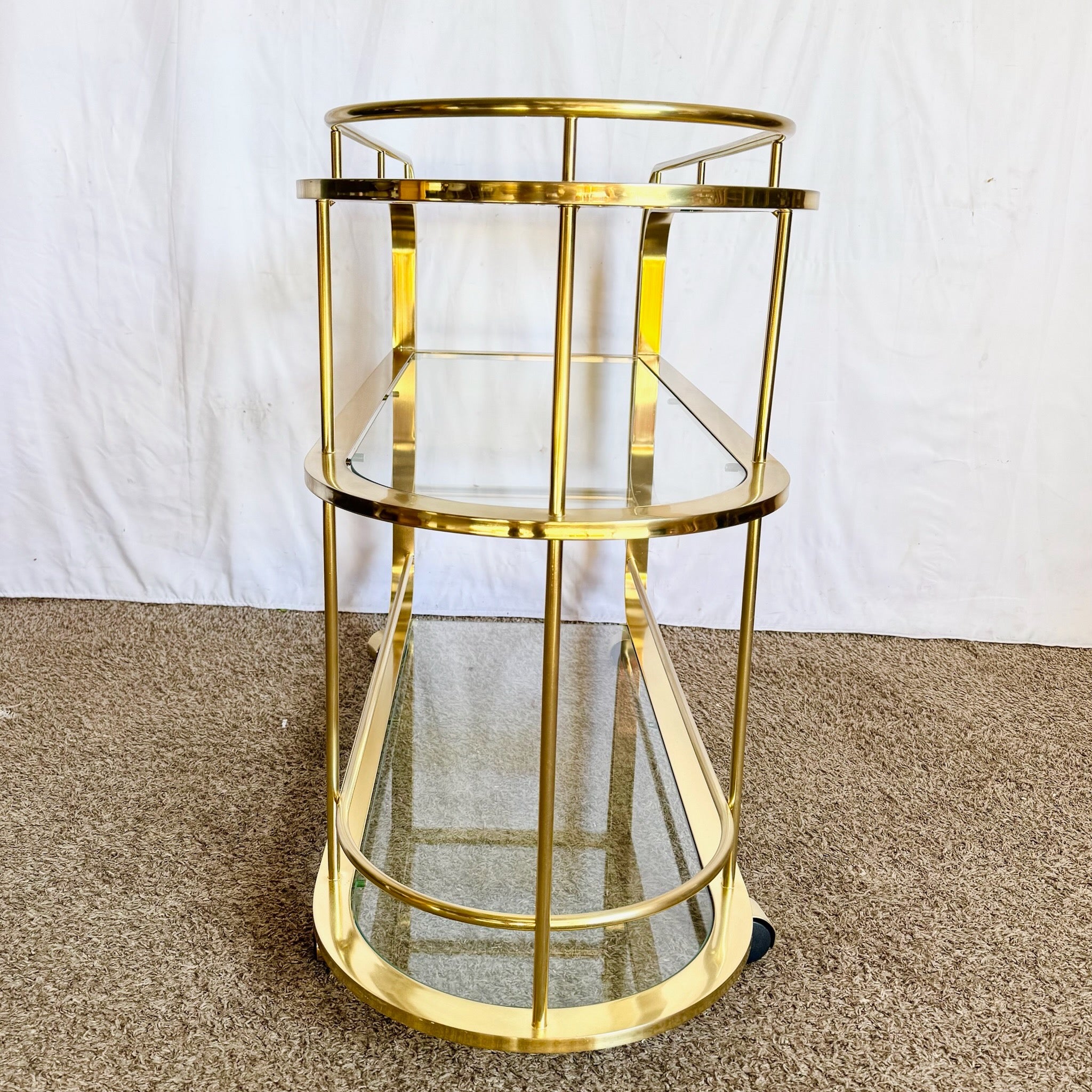 Hollywood Regency Gold 3 Tier Bar Cart on Casters