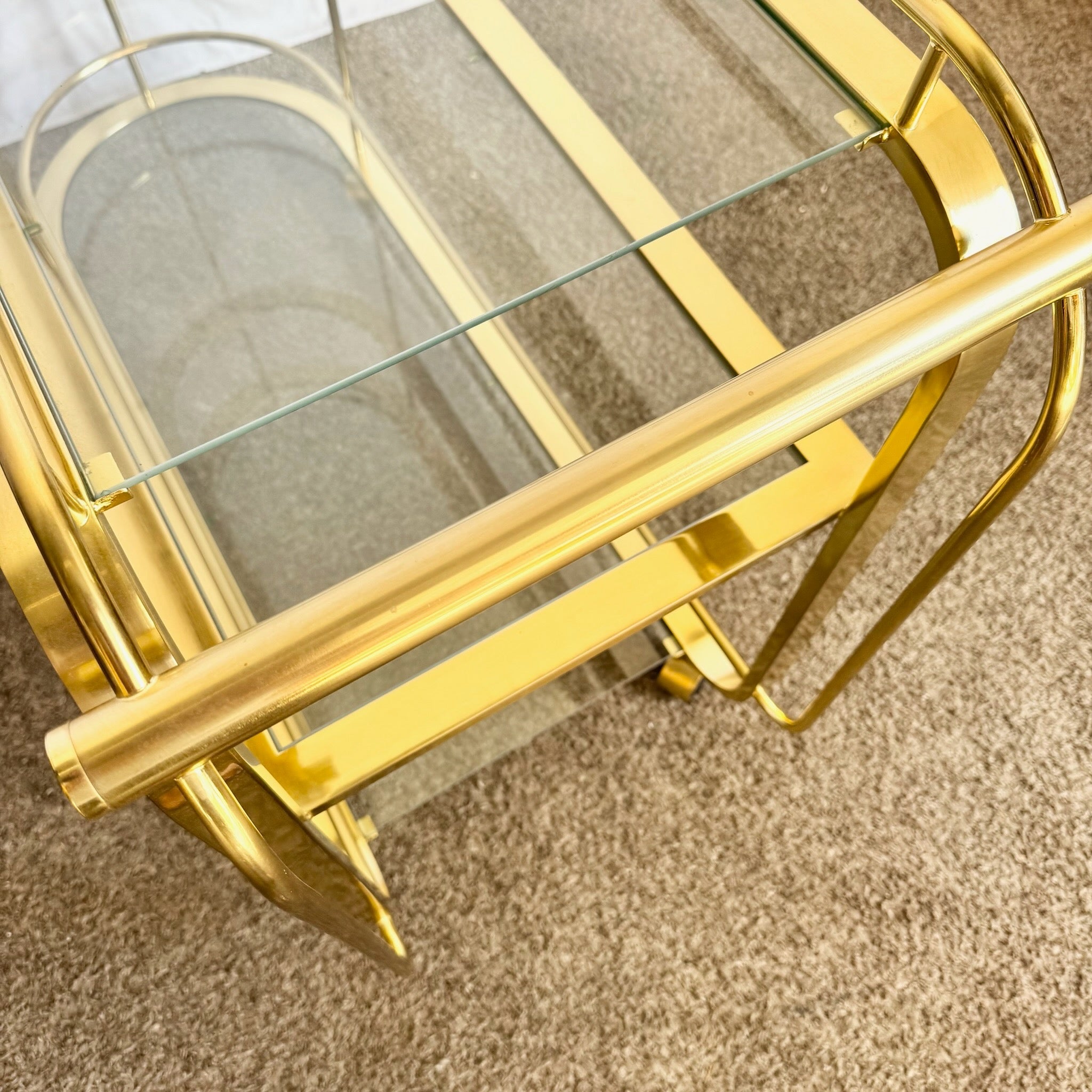 Hollywood Regency Gold 3 Tier Bar Cart on Casters