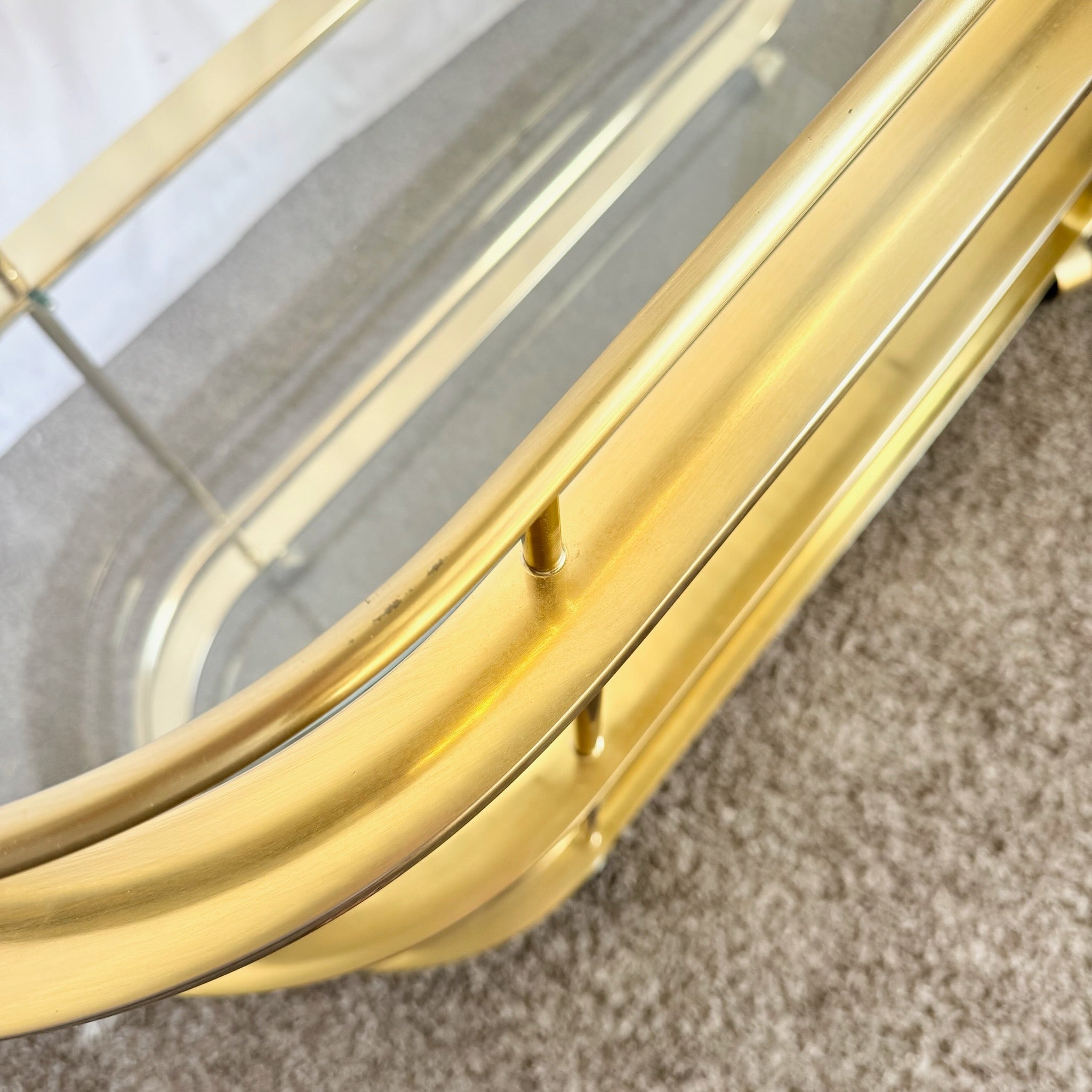 Hollywood Regency Gold 3 Tier Bar Cart on Casters