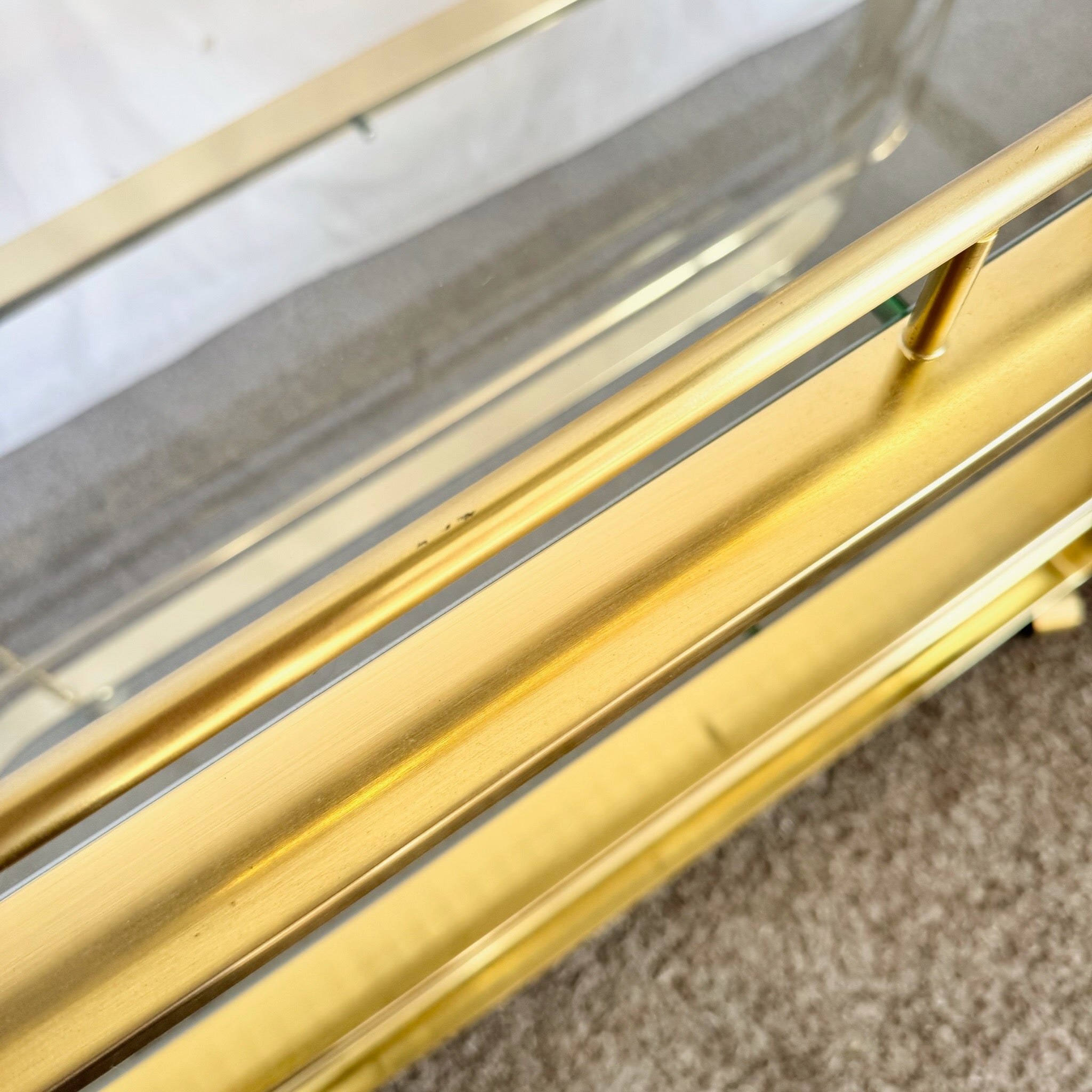 Hollywood Regency Gold 3 Tier Bar Cart on Casters