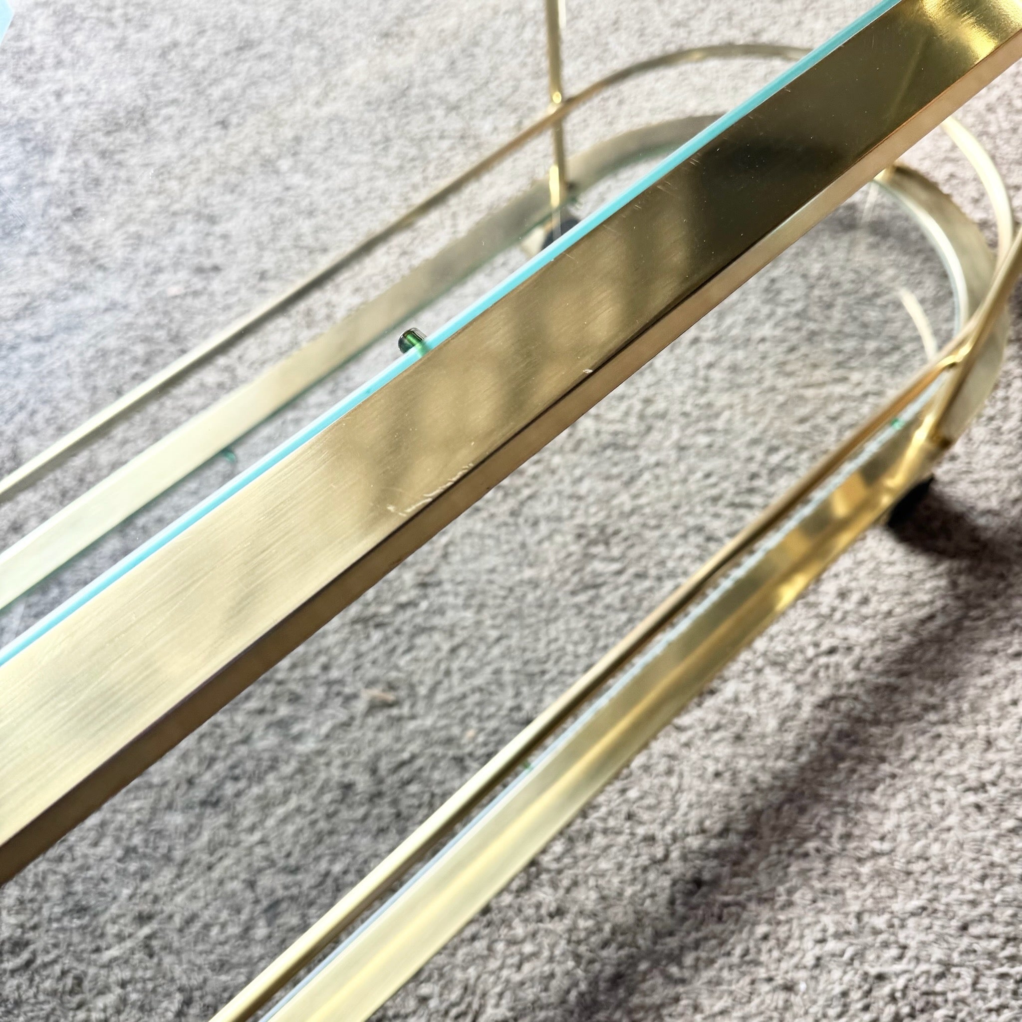 Hollywood Regency Gold 3 Tier Bar Cart on Casters